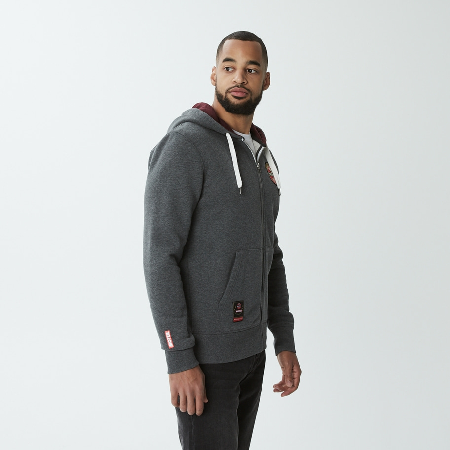 Lined hoodie with zipper dark gray mottled