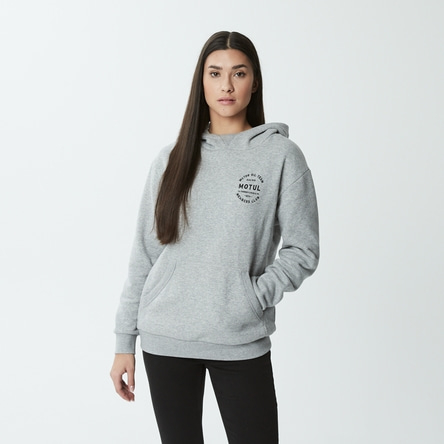 Lockeres Sweatshirt mit Kängurutasche und Kapuze hell grau meliert
