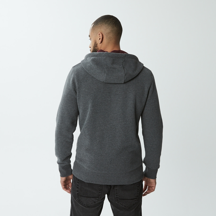 Lined hoodie with zipper dark gray mottled