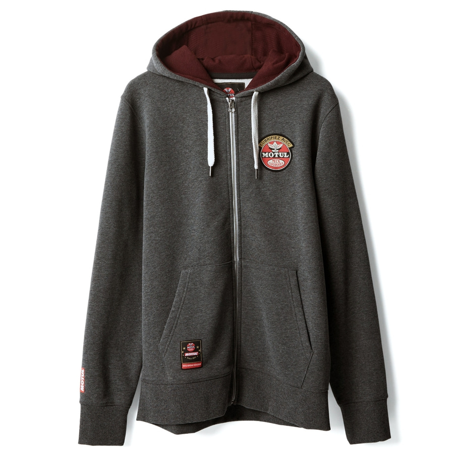 Lined hoodie with zipper dark gray mottled